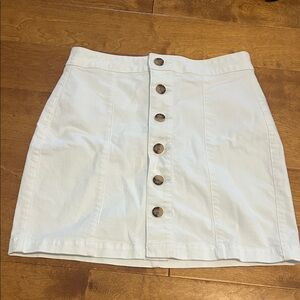 LOFT White Button-Down Mini Skirt